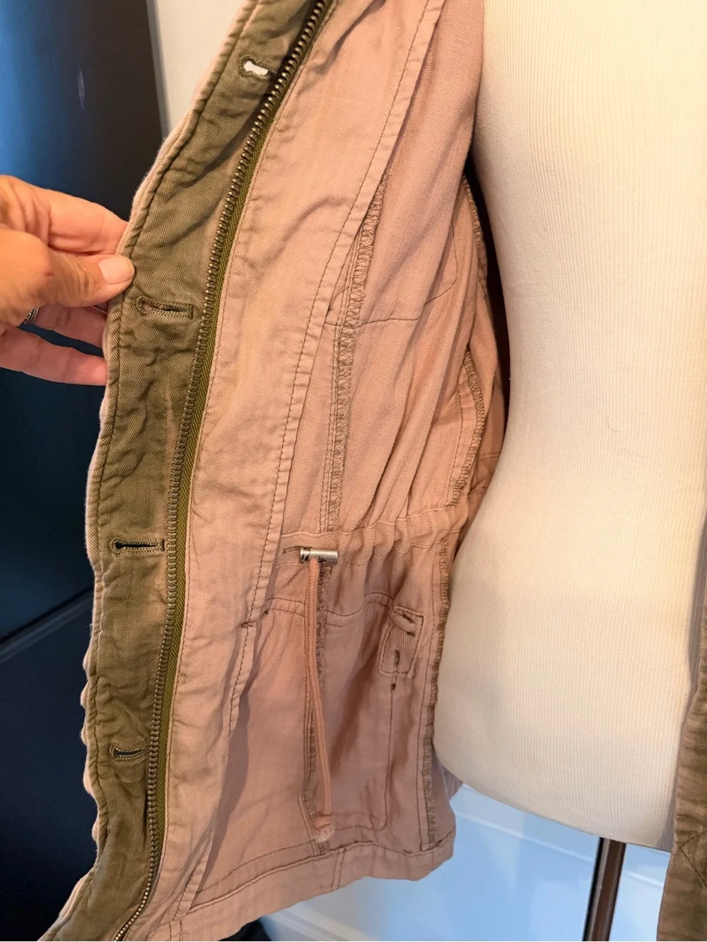 Free People Olive Brown Utility Jacket with Button Front